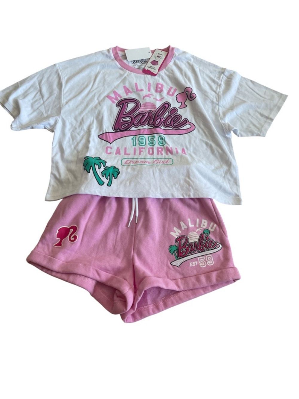 Barbie Malibu Pink & White short Set